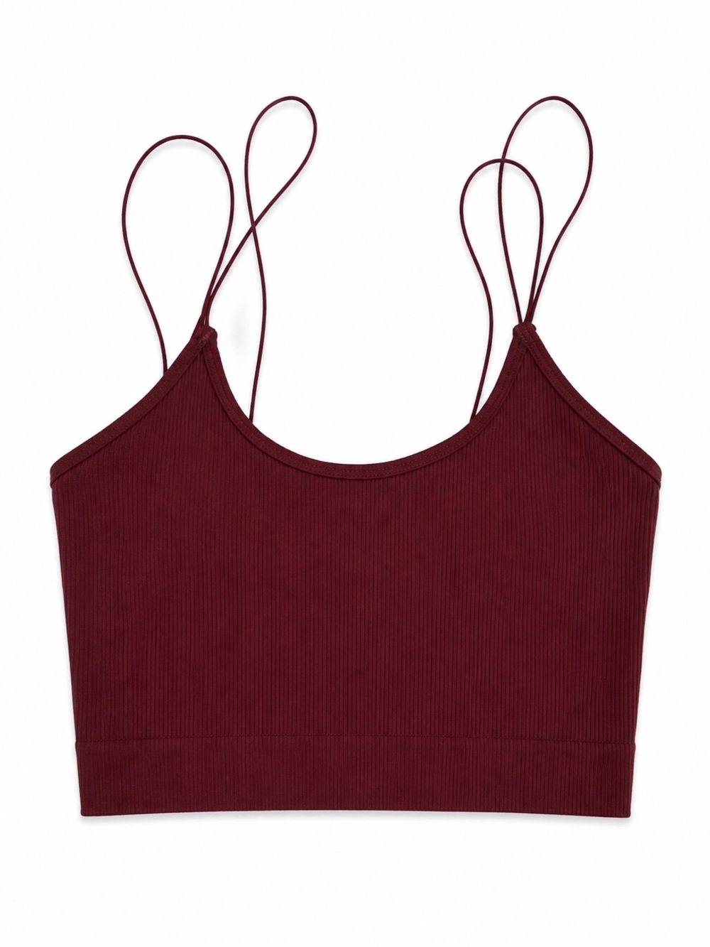 Urban Outfitters Burgundy Ribbed Double-Strap Crop Tank